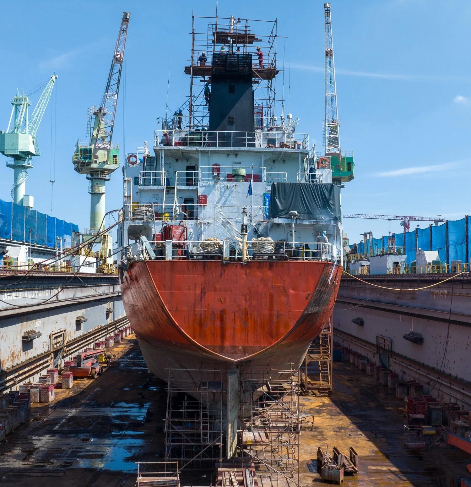 Offshore support vessel and industrial shipyard